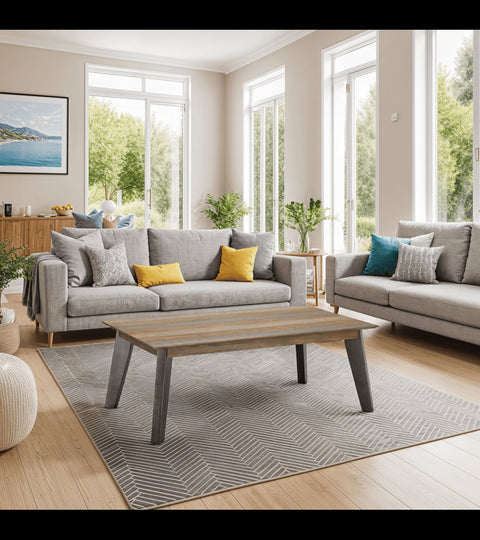 Rootz Coffee Table - Modern Coffee Table - Stylish Living Room Furniture - Durable Solid Acacia Wood - Elegant Gray Finish - Easy Maintenance - 140cm x 80cm x 52cm