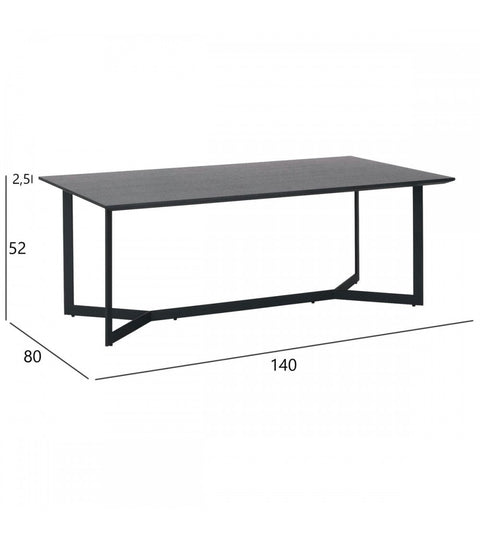 Rootz Coffee Table - Modern Centerpiece - Elegant Coffee Table - Durable, Spacious, Versatile - Black Oak Veneer, Metal, MDF - 140cm x 80cm x 52cm