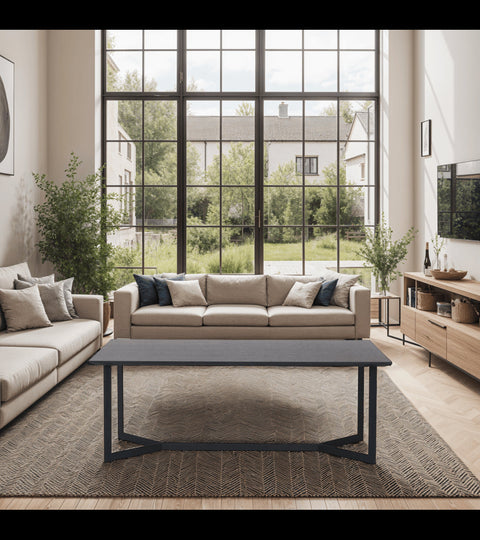 Rootz Coffee Table - Modern Centerpiece - Elegant Coffee Table - Durable, Spacious, Versatile - Black Oak Veneer, Metal, MDF - 140cm x 80cm x 52cm