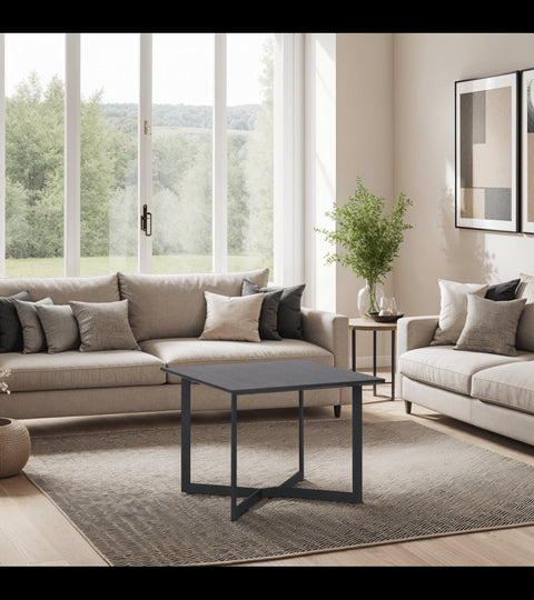 Rootz Coffee Table - Modern Coffee Table - Contemporary Living Room Furniture - Durable Metal Frame - Sleek Black Finish - Easy Maintenance - 70cm x 70cm x 52cm