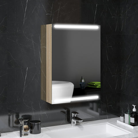 Rootz LED Mirror Cabinet - Bathroom Cabinet - Wall Mounted Storage - Adjustable Glass Shelves - 50x12.5x70cm