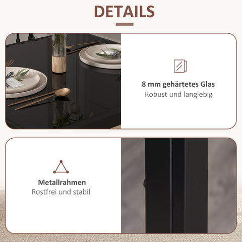 Rootz Dining Table Set with 2 Upholstered Black Chairs - Dining Room Seating - Space-Saving - Ergonomic Comfort - 75L x 50.5W x 75H cm