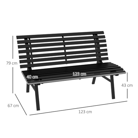Rootz Garden Bench - Park Bench - Outdoor Seating - Weather-Resistant Aluminum - 123 x 67 x 79 cm - Black