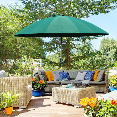Rootz Garden Parasol - Tiltable Umbrella - Sunshade Canopy - UV Protection - 2.5m Diameter x 2.4m Height - Green