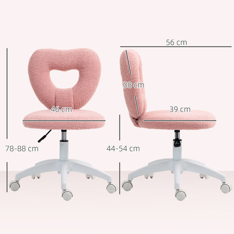 Rootz Office Desk Chair - Heart-Shaped Backrest Chair - Padded Swivel Chair - Cozy Teddy Fleece - 45cm x 56cm x 78-88cm