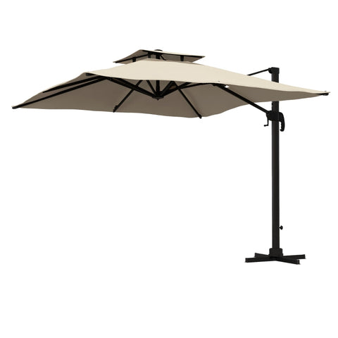 Rootz Cantilever Parasol - Garden Umbrella - Patio Shade - 360° Rotation - 2.94m x 2.94m x 2.7m - Aluminum Stability