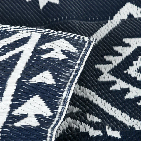 Rootz Outdoor Rug - Patio Rug - Weather Resistant - Modern Design - Non-woven Fabric - Black + White - 182cm x 274cm x 0.3cm