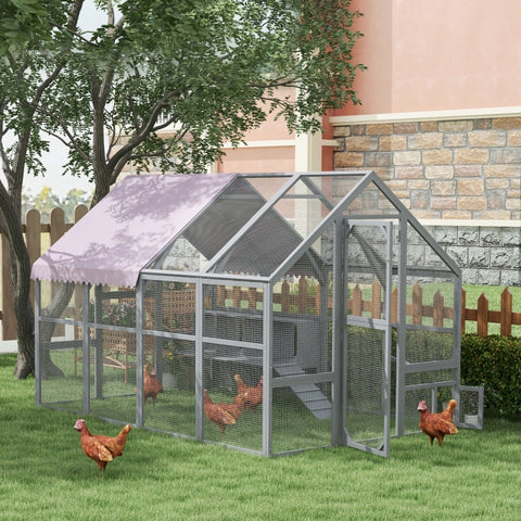 Rootz Chicken Coop - Chicken House - Walk-In Enclosure - Weather Resistant - Spacious Design - Durable Materials - Convenient Nesting Boxes - 280cm x 185.5cm x 188cm - Fir Wood & Metal