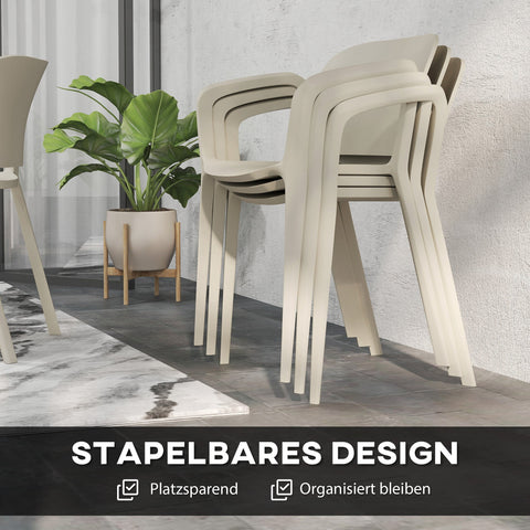 Rootz 4 Piece Set Garden Chairs - Weatherproof Stacking Chairs - Outdoor Armchair Set - UV Resistant - 60cm x 56cm x 75cm