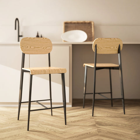 Rootz 2 Piece Set Bar Stools - Bar Chairs - High Chairs - Modern Elegance - 43cm x 55cm x 103cm