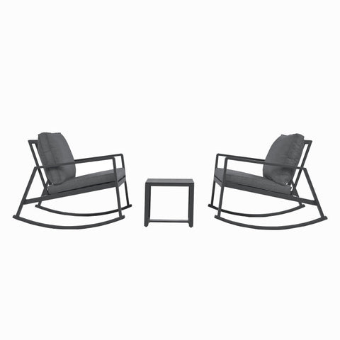Rootz 3 Piece Outdoor Furniture Set - Patio Rocking Chairs - Modern Porch Seating - Superior Comfort - Chairs 59x94x74cm, Table 42x40x38cm