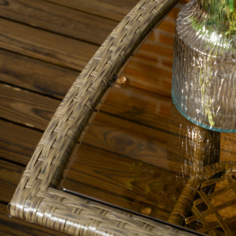 Rootz 4-Part Colonial Garden Sofa Set - Outdoor Furniture - Rattan Imitation - UV Resistant - 125x75x88cm Sofa, 70x75x88cm Armchair, 93x49x49cm Table