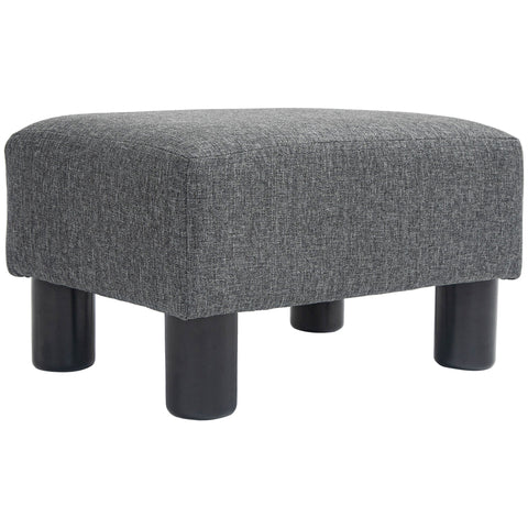 Rootz Foot Stool - Seat Stool - Ottoman - Supports 110 kg - Grey Linen-Like Fabric - 40cm x 24cm