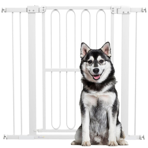 Rootz Adjustable Stair Gate - Pet Gate - Door Grille - Secure Locking - 76-104W x 94H cm