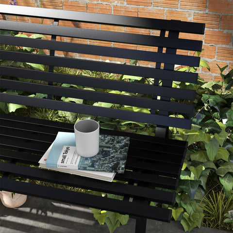 Rootz Garden Bench - Park Bench - Outdoor Seating - Weather-Resistant Aluminum - 123 x 67 x 79 cm - Black