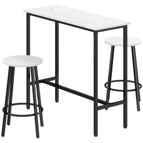 Rootz Bartics 3-Piece Dining Set - High-Top Table - Modern Bar Stools - Space-Saving Design - 100cm x 40cm x 90cm