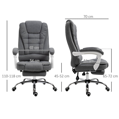 Rootz Office Chair Manager - Computer Chair - Ergonomic Swivel Seat - Folding Footrest - 65L x 70W x 110-118H cm