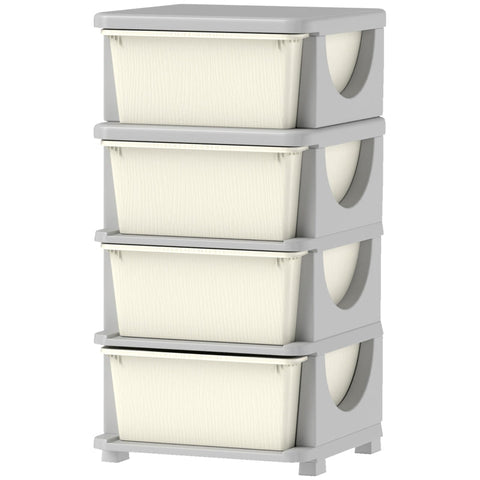 Rootz Kids Storage Boxes - Child-Friendly Drawers - Creamy White - Toy Organizer - 37cm x 37cm x 76cm
