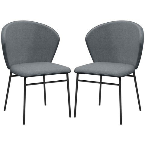 Rootz Set of 2 Dining Chairs - Padded Seats - Upholstered Chairs - Modern Design - 52W x 55D x 80H cm - Gray - Steel Legs