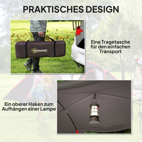 Rootz Tunnel Tent - Camping Tent - 4-6 Person Shelter - Water-Resistant - 6.15m x 2.35m x 1.95m - Grey and Red