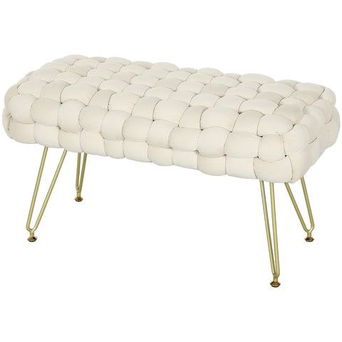 Rootz Modern Stool - Ottoman - Bedroom Bench - Velvet Fabric Comfort - 76cm x 38cm x 41.5cm