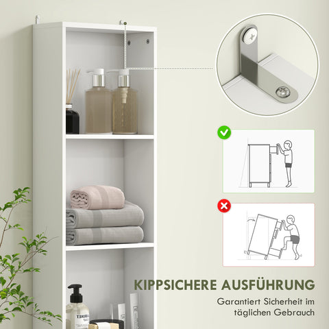 Rootz High Bathroom Cabinet - Storage Unit - Tall Organizer - Maximum Storage - 35cm x 30.5cm x 179cm - White