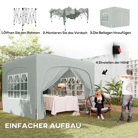 Rootz 3x3m Gazebo - Pop-Up Garden Tent - Portable Shelter - UPF50+ Protection - 300x300x273cm