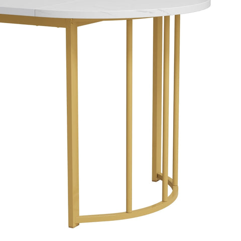 Rootz Modern Dining Table - Marbled Finish - Metal Legs - Durable & Stable - 138.5cm x 80cm x 75cm
