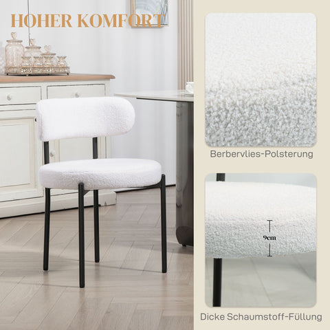 Rootz 2 Set Dining Chairs - Kitchen Chairs - Upholstered Seats - Comfort & Style - 51cm x 51cm x 76cm - White