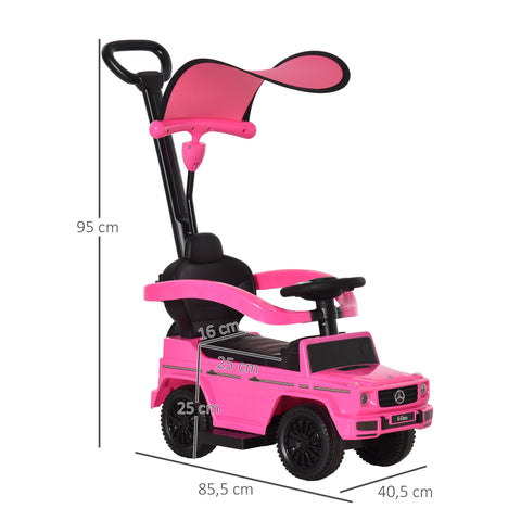 Rootz Children's Vehicle Car - Child Ride-On - Kids' Push Car - Promotes Motor Skills - 85.5cm x 40.5cm x 95cm - Pink and Black