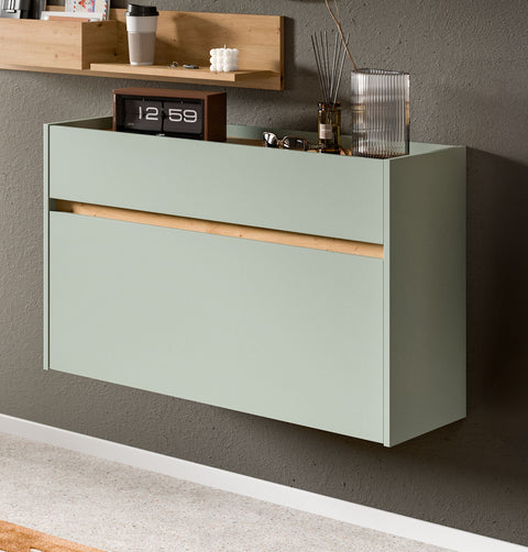 Rootz Shoe Cabinet - Shoe Organizer - Storage Unit - Sustainable Wood - 61x110x32 cm - Green and Brown