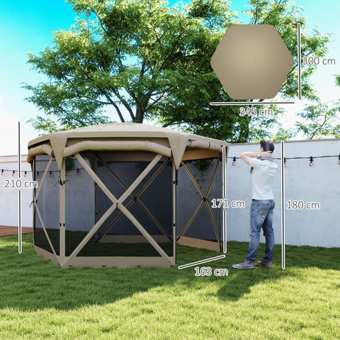 Rootz 3 x 3.5 Pop-Up Garden Tent - Pavilion - Gazebo - UPF30+ Protection - 345cm x 300cm x 210cm