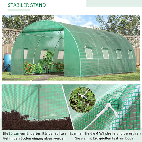 Rootz Film Greenhouse - Walk-in Greenhouse - Polytunnel - Weather Protection - 590cm x 300cm x 200cm - Galvanized Steel Frame