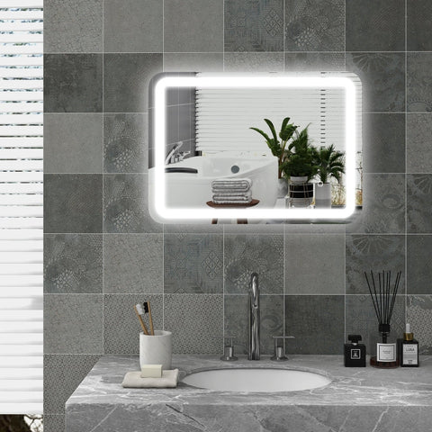 Rootz Bathroom Mirror - LED Vanity Mirror - Touch Switch - Adjustable Lighting - Anti-Fog - Memory Function - Wall Mounted - 50cm x 4cm x 70cm