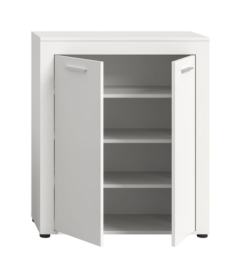 Rootz Shoe Cabinet - Footwear Storage - Shoe Organizer - Holds 12 Pairs - White Chipboard - 80x95x35cm