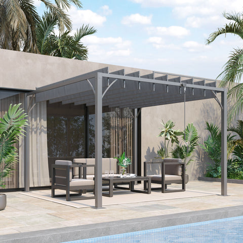 Rootz Bioclimatic Pergola - Outdoor Shade - Adjustable Sun Shelter - UV 50+ Protection - 290cm x 295cm x 213cm Aluminum Grey
