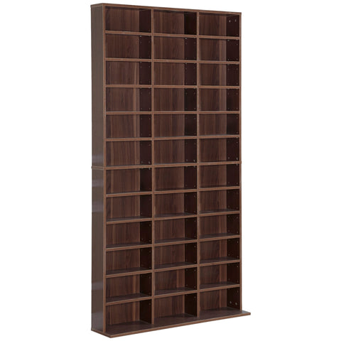 Rootz CD/DVD Shelf Storage Cabinet - Media Organizer - Adjustable Compartments - Holds 1116 CDs - 102 x 24 x 195 cm - Brown MDF Material
