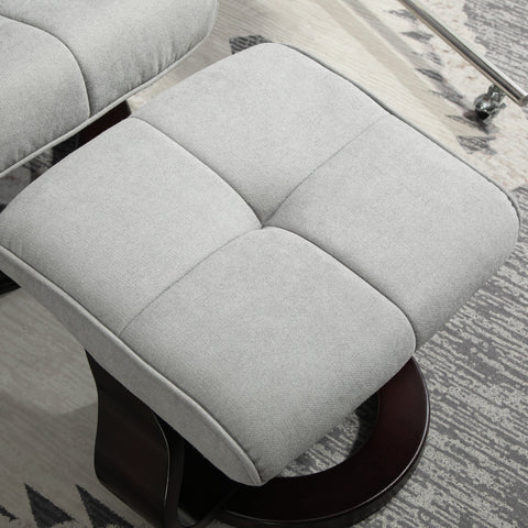 Rootz Recliner with Stool - Swivel Chair - Rocker Function - Velvet Comfort - 81x87x113cm / 81x110x105cm - Up to 150 kg - Grey