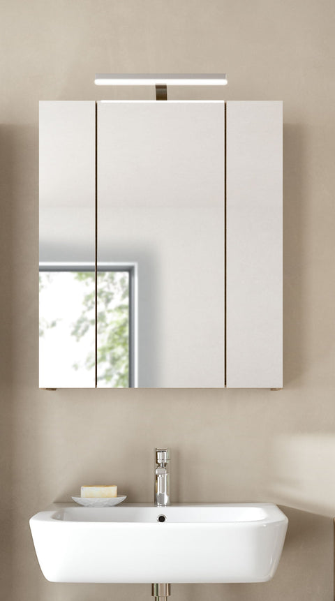 Rootz Mirror Cabinet - Vanity Cabinet - Bathroom Storage - Ample Storage - 60x70x18 cm - Grey and Brown  Imitation