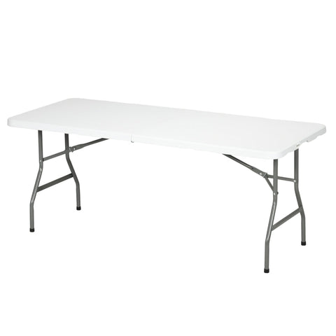 Rootz Garden Table - Garden Folding Table - Outdoor Table - Powder-coated Steel Frame - White + Gray - 180 cm x 75 cm x 73 cm