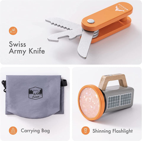 Rootz Kids Camping Toys Set - Pretend Play Camping Gear - Outdoor Adventure Kit - Realistic Experience - Safe Materials - Skill Development - Various Sizes