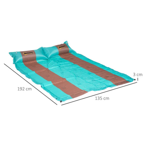 Rootz Camping Mat - Travel Bag - Camping Mat - Pump - Self-inflating - Lightweight - Water-repellent - Plastic-foam - Blue-coffee - 192L x 135W x 3H cm