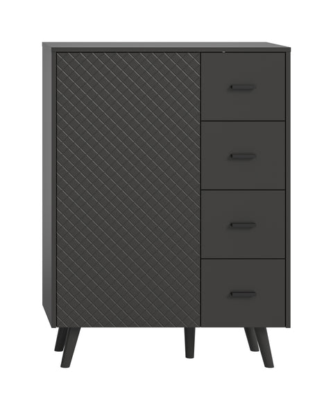 Rootz Chest of Drawers - Storage Cabinet - Organizer - Durable MDF - 84 x 114 x 37 cm - Grey Deep-Drawn Finish
