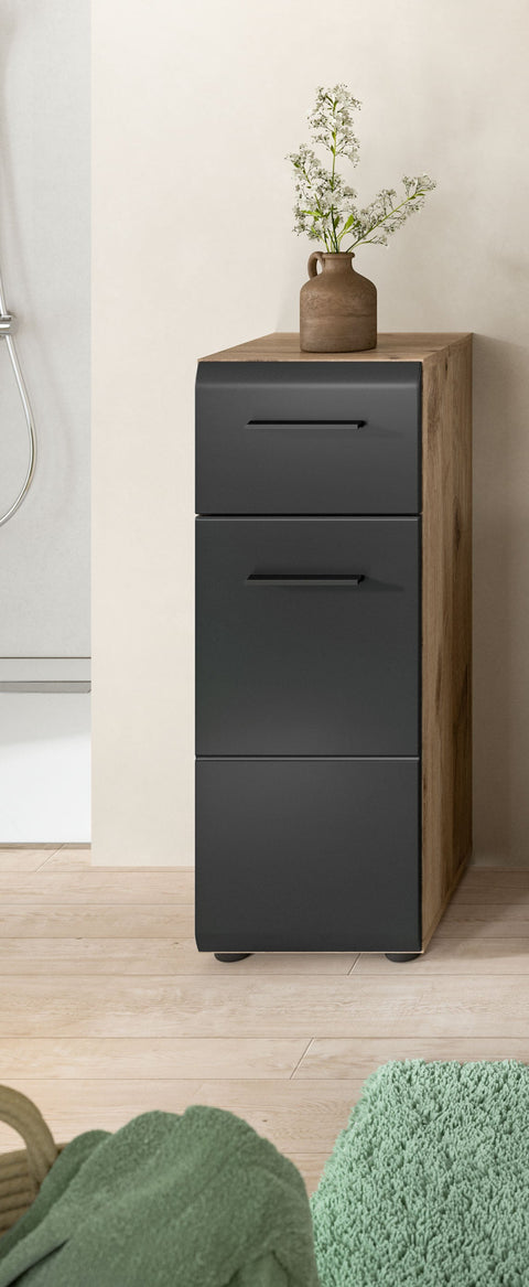 Rootz Freestanding Cabinet - Storage Unit - Organizer - Durable MDF Front - 30x80x30 cm - Black and Brown