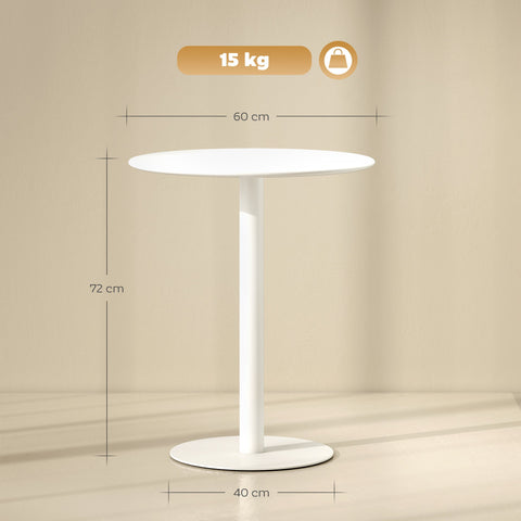 Rootz Round Dining Table - 2-Seater Dining Table - Indoor Outdoor Table - Durable Steel - 60cm x 72cm - White