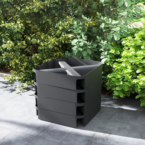 Rootz Parasol Stand Base Weights - Waterproof - Fillable Sand Holders - Durable & UV-Resistant - 89cm x 89cm x 10.5cm - Black