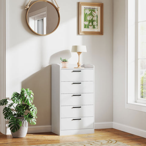 Rootz Chest of Drawers - Bedroom Storage - Brown- Dresser - Tilt-Proof Design - 60 x 40 x 114 cm - Metal Slide Rails