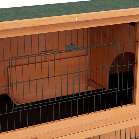 Rootz 2 Floor Rabbit Hutch - Bunny Home - Wooden Habitat - Waterproof Roof - 120cm x 50cm x 92cm