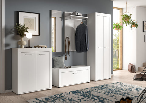 Rootz White Wardrobe - Closet Organizer - Storage Solution - Ample Space - 64cm x 191cm x 35cm