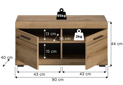 Rootz Coat Rack Bench - Entryway Seating - Hallway Organizer - Seat with Cushion - 90 x 44 x 40 cm